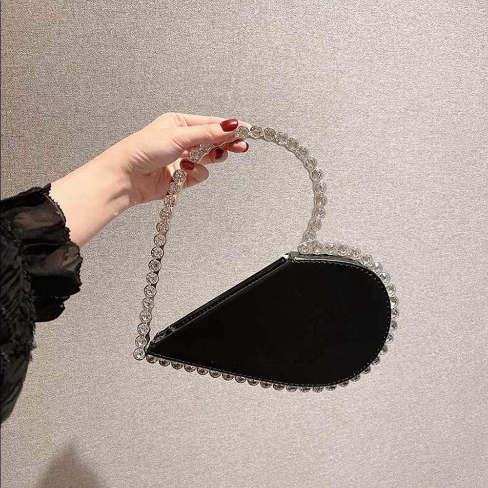 Diamond Heart Evening Clutch With Reinstones